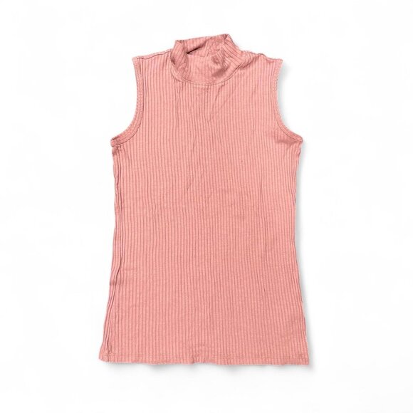 Pink Ribbed Mock Neck Tank - Picture 1 of 3